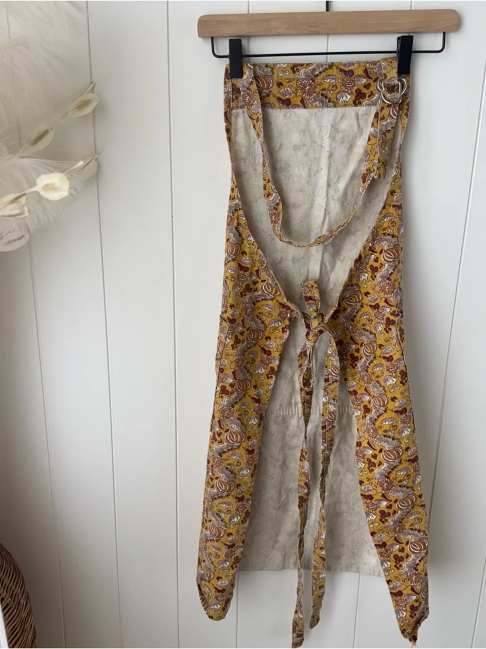 Williams Sonoma Yellow Floral Pumpkin Fall Autumn Cotton Adult Apron‎